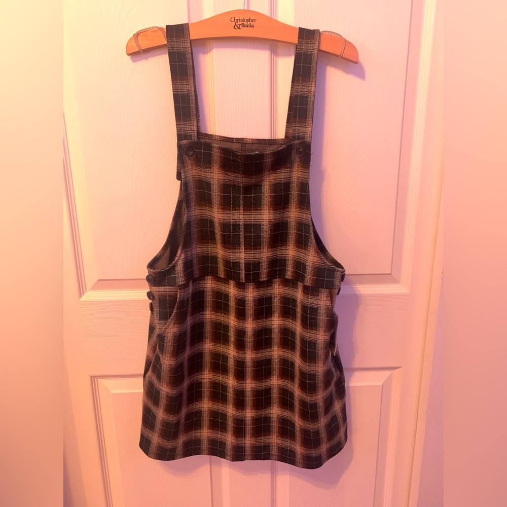 NWT Green Plaid Pinafore